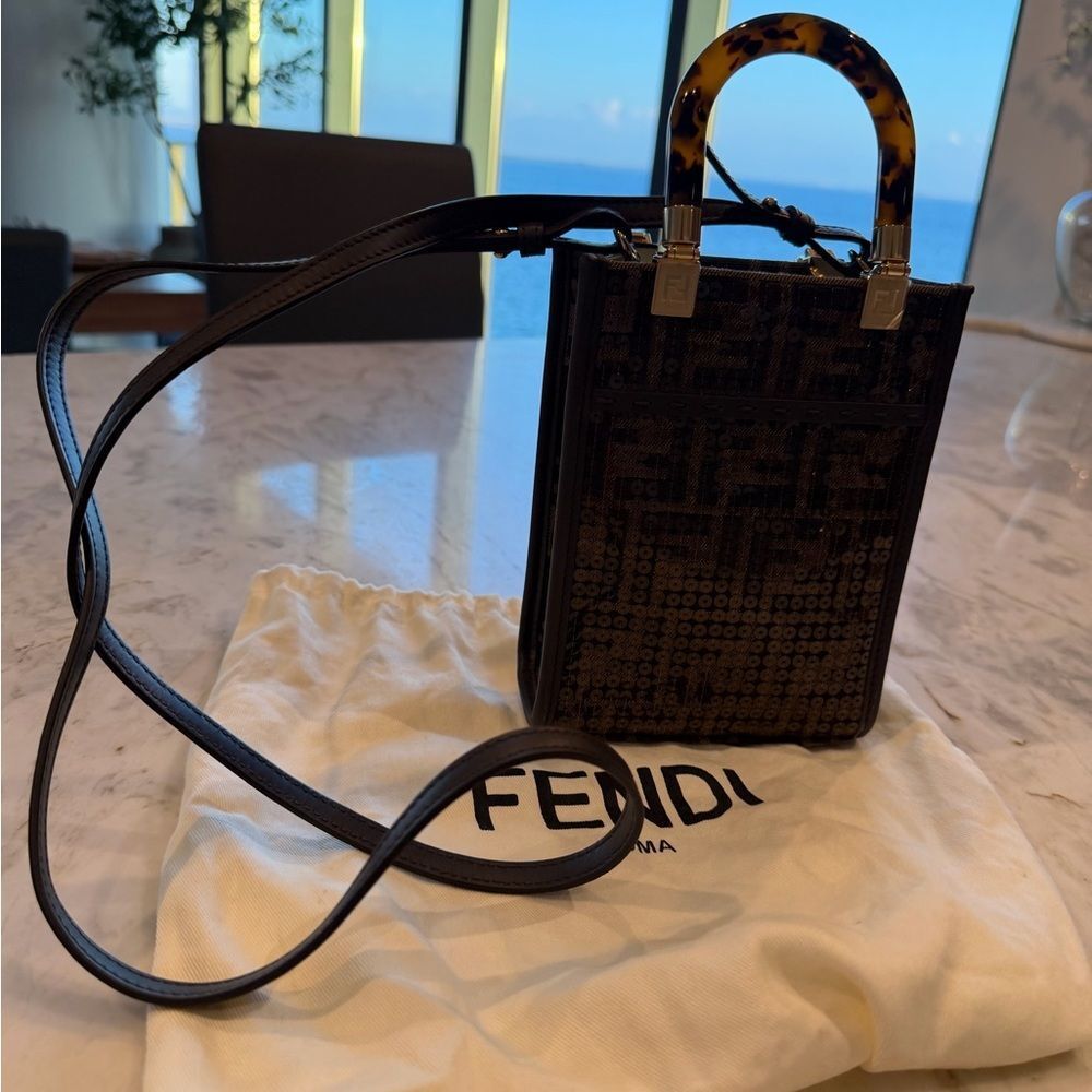 Fendi Mini Sunshine Bag with Tortoiseshell handle Accent